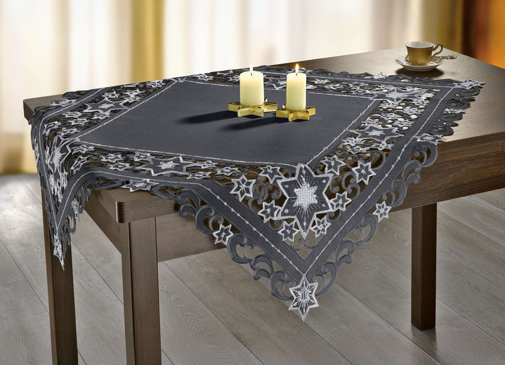 Tischdecken - Wunderhübsch bestickte Tischdekoration Ansicht 16 Tischdecken - Wunderhübsch bestickte Tischdekoration, in Größe 130 (Stern, 2er-Set, ø 30 cm) bis 190 (Tischdecke, 85x85 cm), in Farbe ROT Ansicht 16