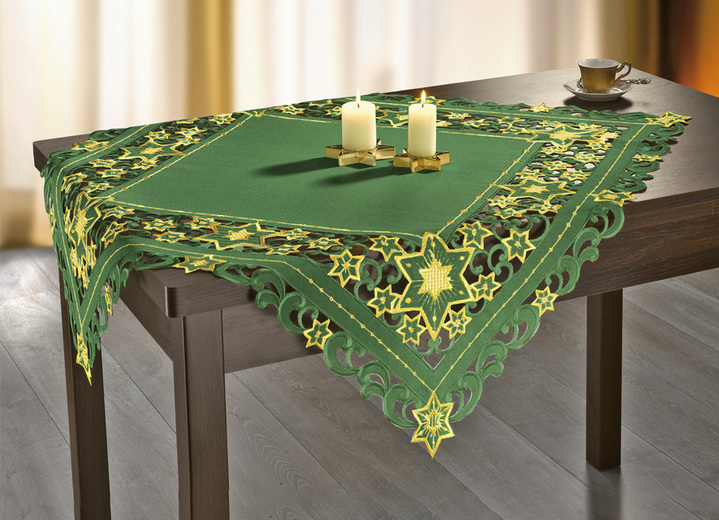 Tischdecken - Wunderhübsch bestickte Tischdekoration Ansicht 4 Tischdecken - Wunderhübsch bestickte Tischdekoration, in Größe 130 (Stern, 2er-Set, ø 30 cm) bis 190 (Tischdecke, 85x85 cm), in Farbe ROT Ansicht 4