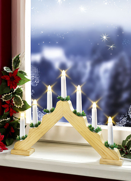 Fensterdekorationen - LED-Leuchter aus Holz , in Farbe WEISS Ansicht 3