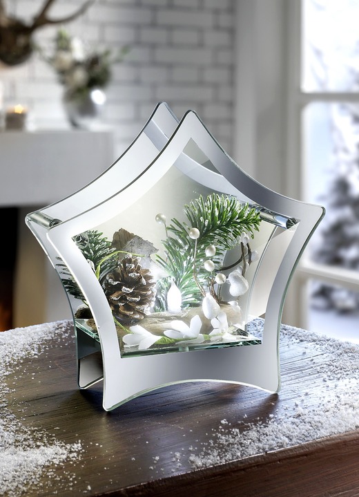 Weihnachtliche Dekorationen - Beleuchteter Stern aus Glas, in Farbe TRANSPARENT