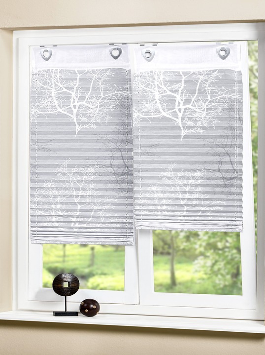 Rollos - Plissee-Rollos mit dekorativen Druckdessins, in Größe 318 (140x 60 cm) bis 324 (140x 95 cm), in Farbe WEISS-GRAU