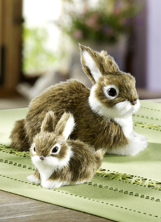 Ostern - Hasen, 2er-Set, mit weichem Kunstfell, in Farbe DUNKELBRAUN Ansicht 1