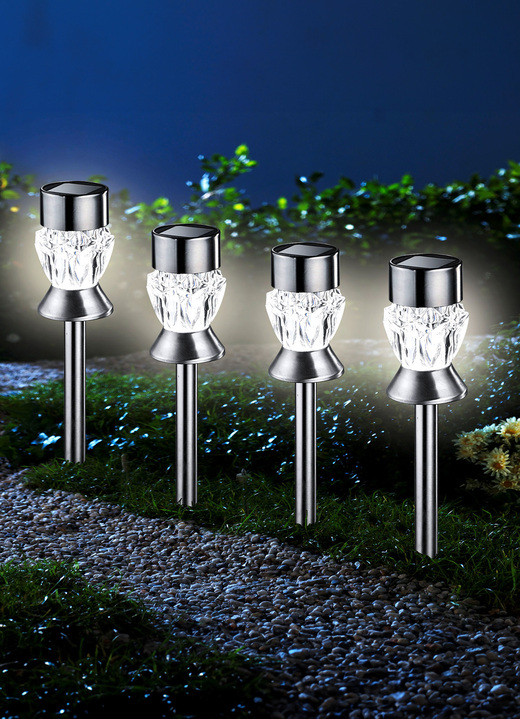 Gartenbeleuchtung - Solarleuchte, 4er-Set, in Farbe CHROM Ansicht 3