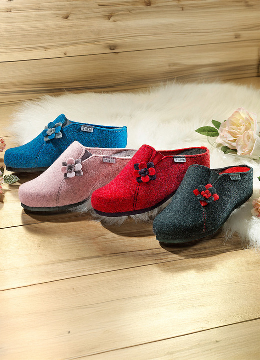 Schuhe & Einlagen - Hausschuh aus Wollfilz, in Größe 036 bis 042, in Farbe ANTHRAZIT Ansicht 1