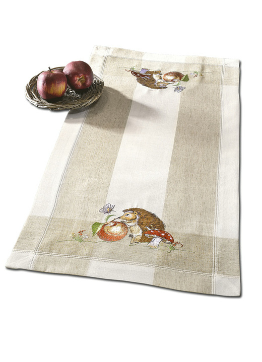 Tischdecken - Tisch- und Raumdekoration mit Igel-Motiv, in Größe 101 (Deckchen, 35x 50 cm) bis 404 (Kissenbezug, 40x 40 cm), in Farbe SEKT/BUNT Ansicht 1