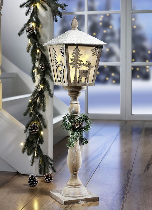 Weihnachtliche Dekorationen - Beleuchtete Laterne, in Farbe BRAUN