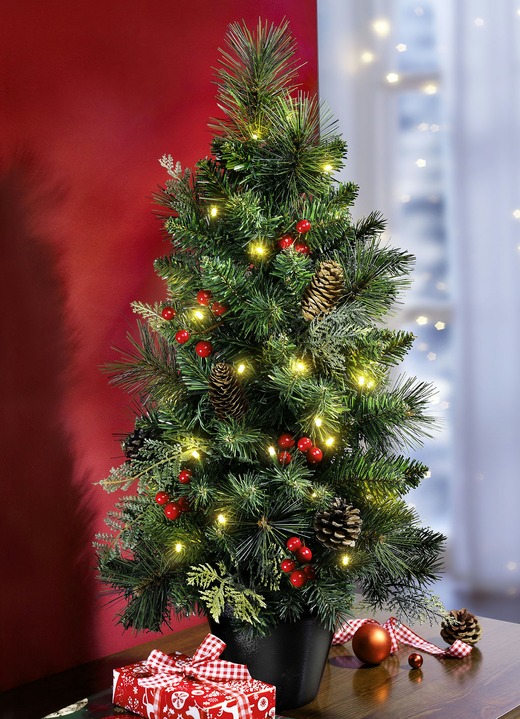Gestecke & Kränze - Beleuchteter Tannenbaum, batteriebetrieben, in Farbe GRÜN