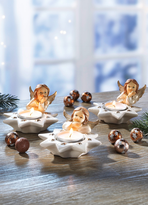 Weihnachten - Teelichthalter Perlmutt-Engel, 3er-Set, in Farbe BUNT Ansicht 2