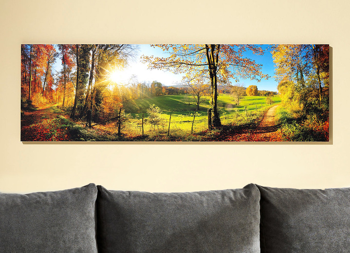Landschaft - Hochwertige Kunstdruck „Zauberhafte Landschaft im Herbst“, in Farbe GRÜN Ansicht 1