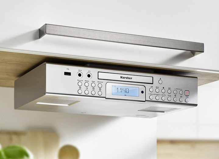 Musikanlagen - Unterbau-Küchenradio von Karcher, in Farbe SILBER, in Ausführung Unterbau-Küchenradio mit CD-Spieler