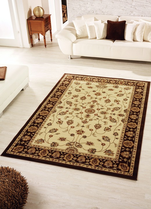 Klassisch - Brücken und Teppiche mit feinen floralen Details, in Größe 111 (Brücke, 60x105 cm) bis 288 (Teppich, 240x330 cm), in Farbe ELFENBEIN-BRAUN Ansicht 1