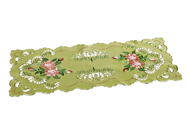 Tischdecken - Aufwendig gearbeitete Accessoires, in Größe 101 (Deckchen, 35x 50 cm) bis 404 (Kissenbezug, 40x 40 cm), in Farbe GRÜN Ansicht 4