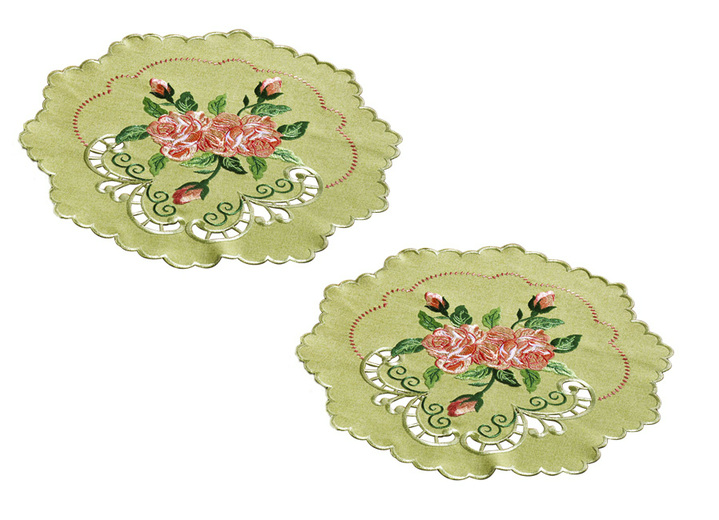 Tischdecken - Aufwendig gearbeitete Accessoires, in Größe 101 (Deckchen, 35x 50 cm) bis 404 (Kissenbezug, 40x 40 cm), in Farbe GRÜN Ansicht 3