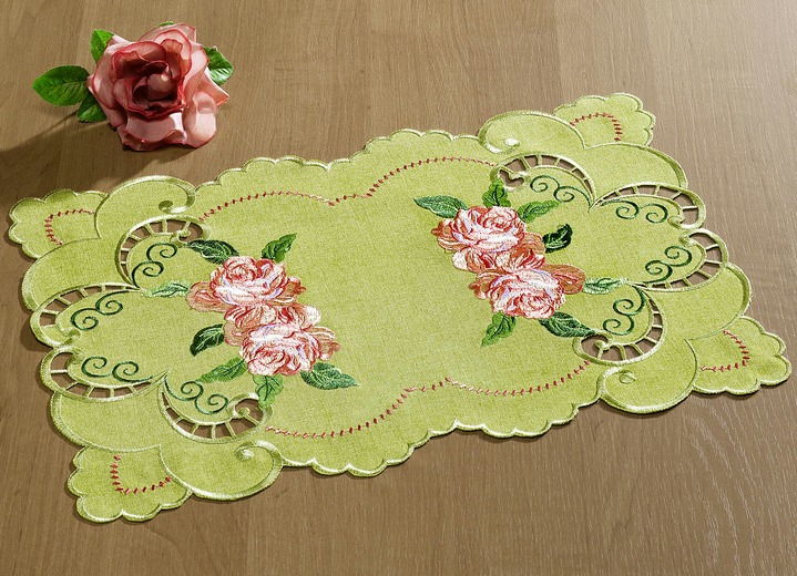 Tischdecken - Aufwendig gearbeitete Accessoires, in Größe 101 (Deckchen, 35x 50 cm) bis 404 (Kissenbezug, 40x 40 cm), in Farbe GRÜN Ansicht 1