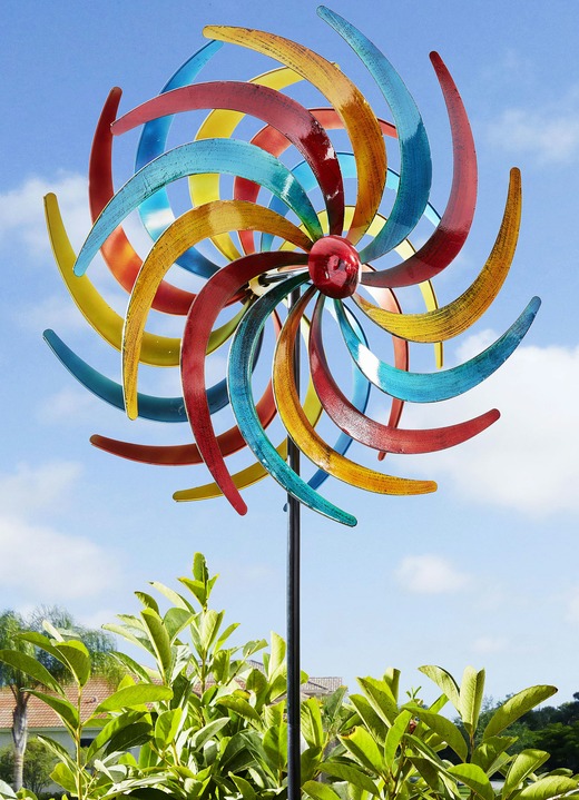 DoppelWindrad in Tricolor aus Metall Gartendekoration BADER