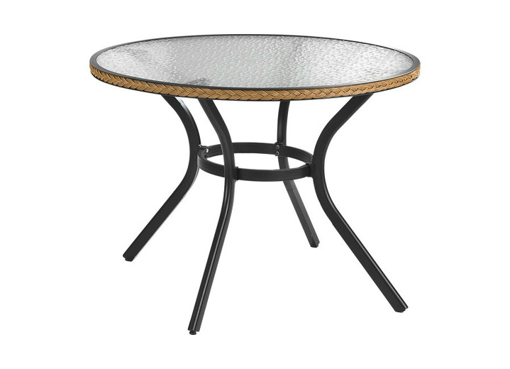 Garten - Tisch mit Aluminium-Gestell und Glasplatte, in Farbe NATUR, in Ausführung Tisch, rund Ansicht 1