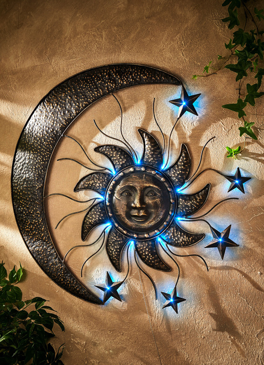Gartenbeleuchtung - Wanddeko mit Solartechnik, in Farbe KUPFER