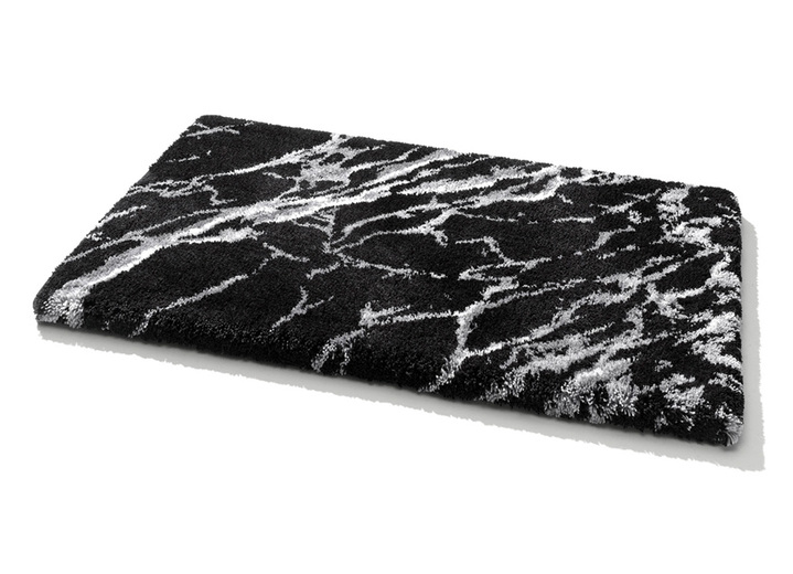 Badgarnituren - Badgarnitur von Grund mit Marmor-Dessin, in Größe 100 (Vorleger halbrund, 50x 80 cm) bis 112 (Motiv-WC-Deckelbezug, 47x 50 cm), in Farbe WEISS Ansicht 8