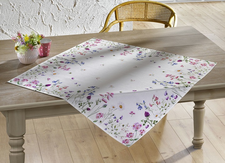 Tischdecken - Tisch- und Raumdekoration mit Wiesenblumen-Dessin, in Größe 110 (Läufer, 40x 90 cm) bis 404 (Kissenbezug, 40x 40 cm), in Farbe  Ansicht 1