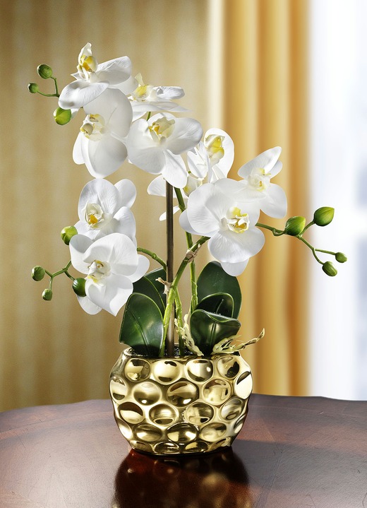 Kunst- & Textilpflanzen - Orchidee im Topf, in Farbe GOLD