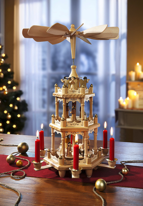 Weihnachtliche Geschenkideen - Holz Tischpyramide , in Farbe NATUR