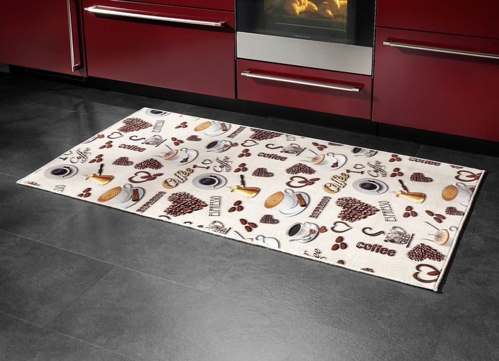 Modern - Küchenläufer und -teppiche mit Kaffeespezialitäten, in Größe 102 (Läufer, 60x115 cm) bis 185 (Teppich, 140x200 cm), in Farbe BEIGE