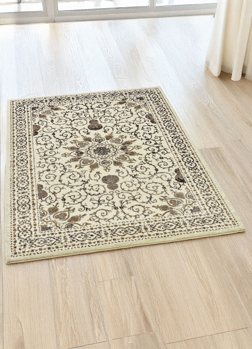Klassisch - Brücken und Teppiche, in Größe 111 (Brücke, 60x110 cm) bis 249 (Teppich, 160x230 cm), in Farbe CREME-HELLGRAU