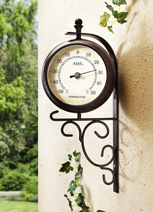 Uhren - Funk-Wanduhr mit Thermometer, in Farbe BRAUN Ansicht 2