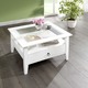 Couchtische - Massivholz Couchtisch im Landhaus-Stil, in Farbe WEISS, in Ausführung quadratisch, mit 1 Schublade