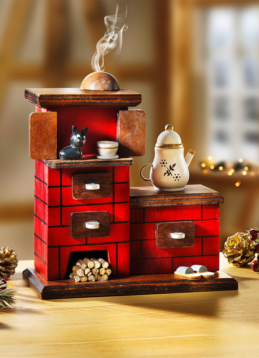 - Räucherofen aus Holz, in Farbe ROT