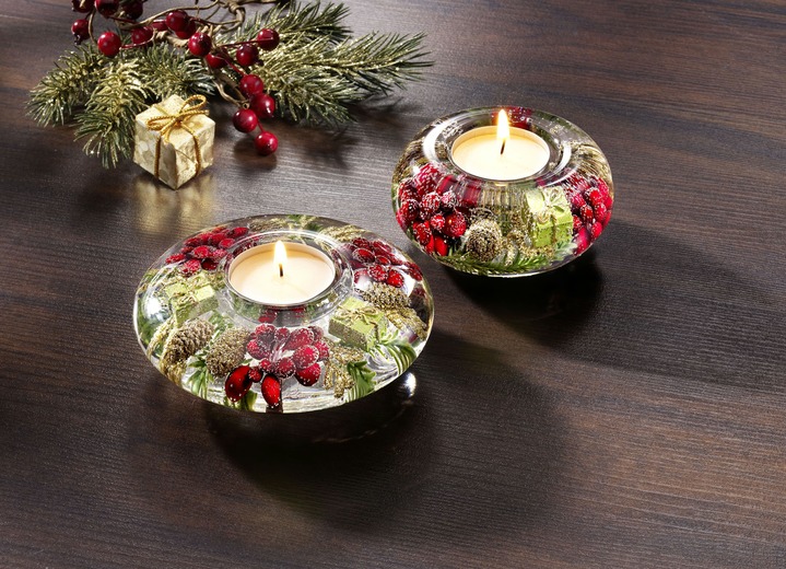 Weihnachtliche Dekorationen - Teelichthalter aus mundgeblasenem Glas, in Farbe GRÜN, in Ausführung Ufo, klein Ansicht 2