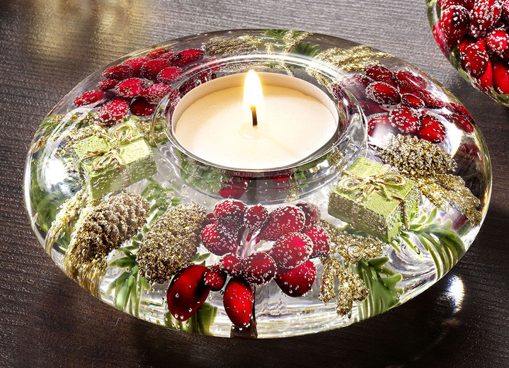 Weihnachtliche Dekorationen - Teelichthalter aus mundgeblasenem Glas, in Farbe GRÜN, in Ausführung Ufo, klein Ansicht 3