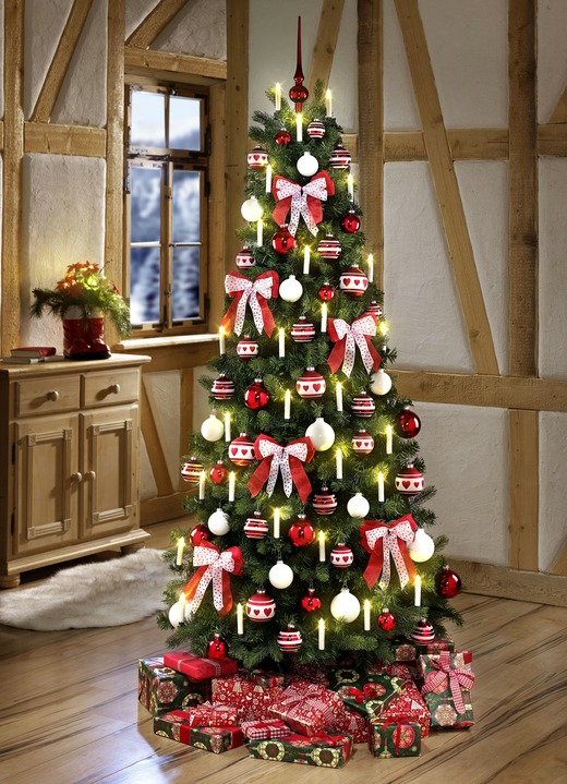 - Hochwertiger, edler Christbaumschmuck, in Farbe ROT-WEISS, in Ausführung Schleifen-Set, 6-teilig Ansicht 1