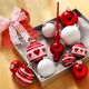 - Hochwertiger, edler Christbaumschmuck, in Farbe ROT-WEISS, in Ausführung Schleifen-Set, 6-teilig – Farbe ROT-WEISS – Ansicht 2