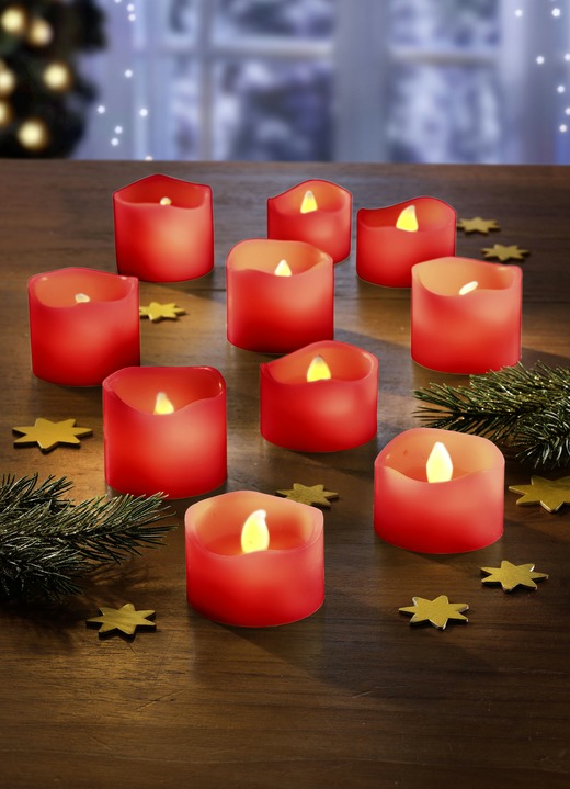 Weihnachten - LED-Kerzen, 10-er Set, in Farbe ROT