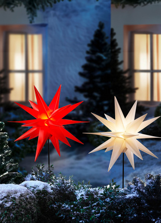 Außendekorationen - Weihnachtsstern mit Erdspieß, in Farbe GELB