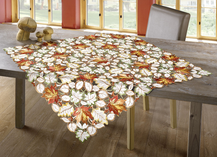 Tischdecken - Tisch- und Raumdekoration mit herbstlichen Blättermotiven, in Größe 101 (Deckchen, 35x 50 cm) bis 404 (Kissenbezug, 40x 40 cm), in Farbe SEKT Ansicht 5