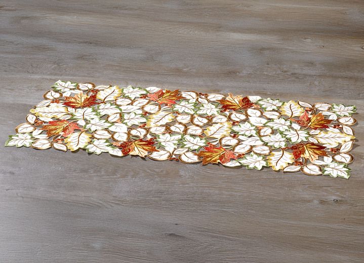 Tischdecken - Tisch- und Raumdekoration mit herbstlichen Blättermotiven, in Größe 101 (Deckchen, 35x 50 cm) bis 404 (Kissenbezug, 40x 40 cm), in Farbe SEKT Ansicht 4