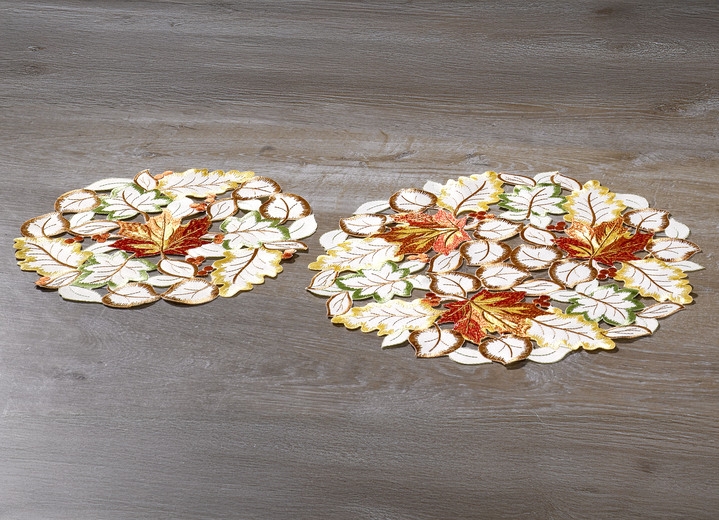 Tischdecken - Tisch- und Raumdekoration mit herbstlichen Blättermotiven, in Größe 101 (Deckchen, 35x 50 cm) bis 404 (Kissenbezug, 40x 40 cm), in Farbe SEKT Ansicht 6