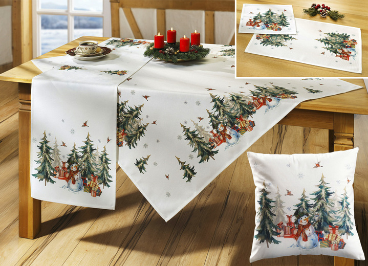 Tischdecken - Tisch- und Raumdekoration aus 100% Polyester, in Größe 130 (2 Deckchen, 30x 30 cm) bis 404 (Kissenbezug, 40x 40 cm), in Farbe WEISS