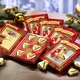 Weihnachtsleckereien - Grußkarten 5er-Set, mit süßer Füllung, in Farbe ROT-GOLD