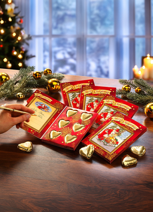 Weihnachtsleckereien - Grußkarten 5er-Set, mit süßer Füllung, in Farbe ROT-GOLD Ansicht 2