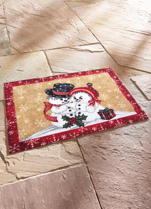 Fußmatten - Fußmatte mit Schneemann-Motiv, in Farbe ROT-BEIGE Ansicht 1
