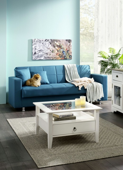 Schlafsofas - Klick-Klack-Sofa mit Dekokissen, in Farbe BLAU Ansicht 1