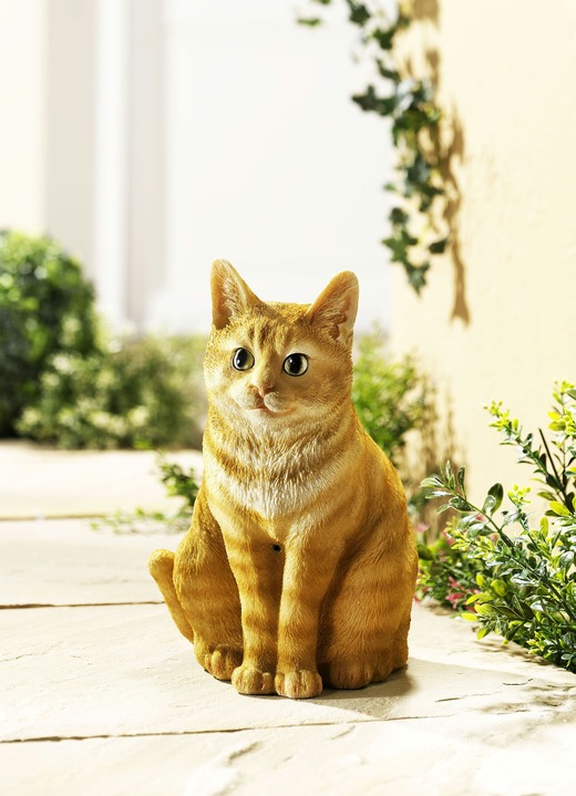 Gartendekoration - Bewegungsmelder Katze, in Farbe BEIGE
