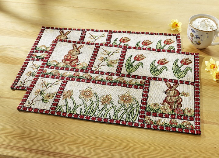 Tischdecken - Gobelin Platzset, 2-teilig, in Farbe NATUR/BUNT