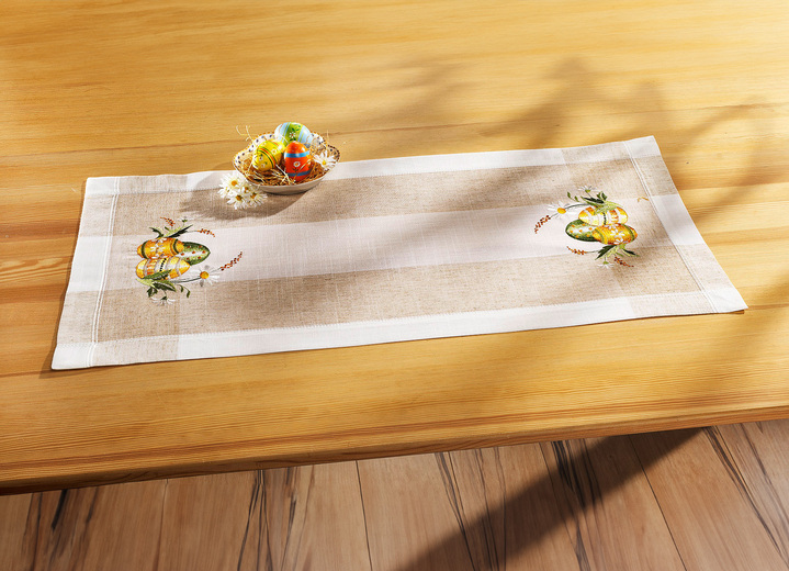 Tischdecken - Charmante Accessoires mit buntem Ostereier- Motiv, in Größe 102 (Läufer, 40x 85 cm) bis 404 (Kissenbezug, 40x 40 cm), in Farbe SEKT-BUNT Ansicht 3