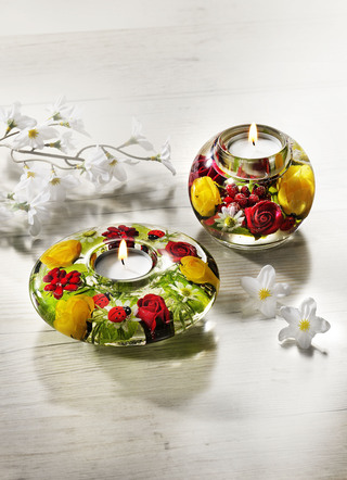 Wohnaccessoires - Teelichthalter mit Teelicht, in Farbe GRÜN, in Ausführung Teelichthalter Kugel