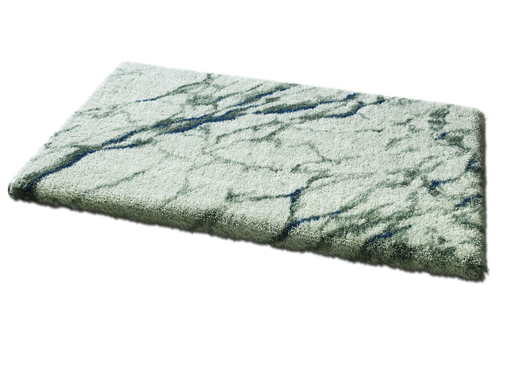 Badgarnituren - Badgarnitur von Grund mit Marmor-Dessin, in Größe 100 (Vorleger halbrund, 50x 80 cm) bis 112 (Motiv-WC-Deckelbezug, 47x 50 cm), in Farbe WEISS Ansicht 4