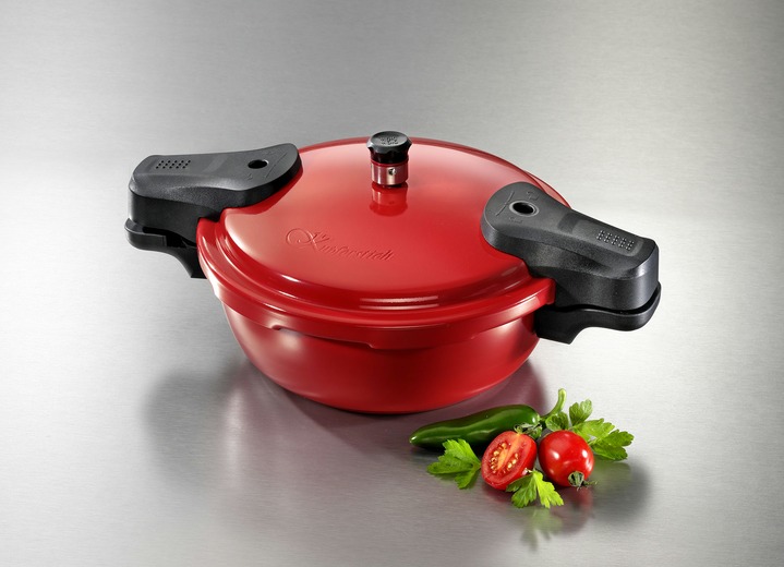 Töpfe & Pfannen - Schnellkochtopf mit hochwertiger Keramikbeschichtung, in Farbe ROT Ansicht 2